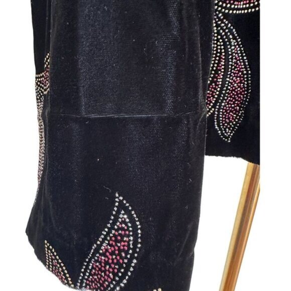 Vintage Black Velour Glitter Jacket Size 18W Maggie McNaughton Evening Party - Picture 4 of 6